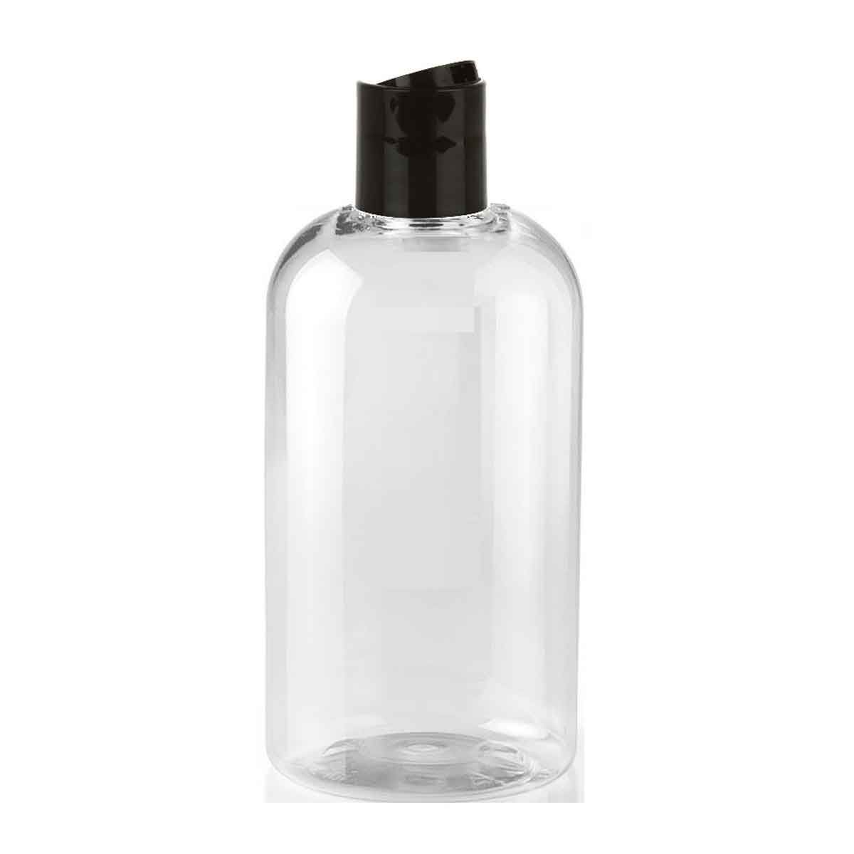 Bulk Case(100) x 8 oz 250 ml Clear Pet Cylinder Round Plastic Bottle, with Black Pump, Neck Finish24-410